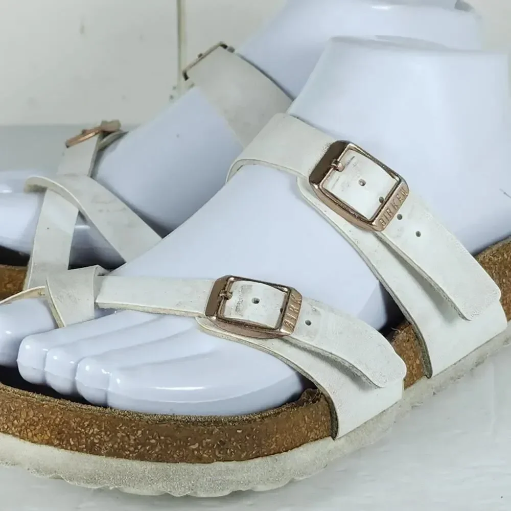 Birkenstock Women's Mayari US8 EU39 Birko-Flor White Strappy Slide sandals